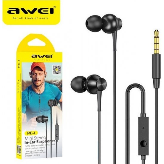 Awei PC-1 In-ear Handsfree με Βύσμα 3.5mm Μαύρο Awei PC-1 In-ear Handsfree με Βύσμα 3.5mm Μαύρο