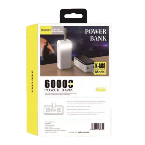 PowerBank EION K-A88 60000mAh με 4 Θύρες USB-C Μαύρο PowerBank EION K-A88 60000mAh με 4 Θύρες USB-C Μαύρο