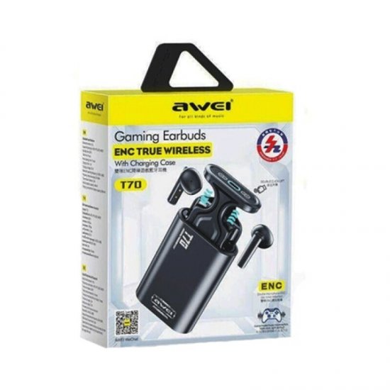 Awei T70 Ακουστικά με Θήκη Φόρτισης Μαύρα Awei T70 Ακουστικά με Θήκη Φόρτισης Μαύρα