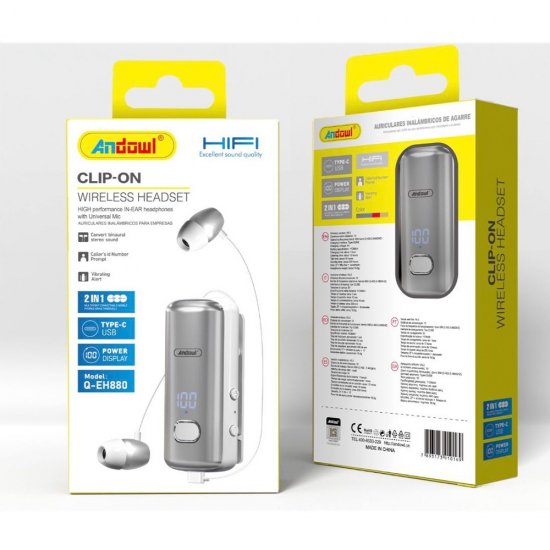 Andowl Q-EH880 In-ear Bluetooth Handsfree Ακουστικά Γκρι Andowl Q-EH880 In-ear Bluetooth Handsfree Ακουστικά Γκρι