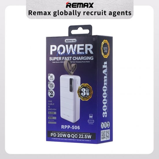 PowerBank Remax RPP-506 30000mAh 22.5W με 2 Θύρες USB-C   Λευκό