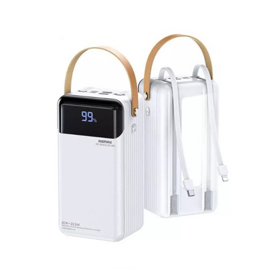 PowerBank Remax RPP-565 60000mAh 22.5W με 2 Θύρες USB-A και Θύρα USB-C Quick Charge 3.0 Λευκό PowerBank Remax RPP-565 60000mAh 22.5W με 2 Θύρες USB-A και Θύρα USB-C Quick Charge 3.0 Λευκό