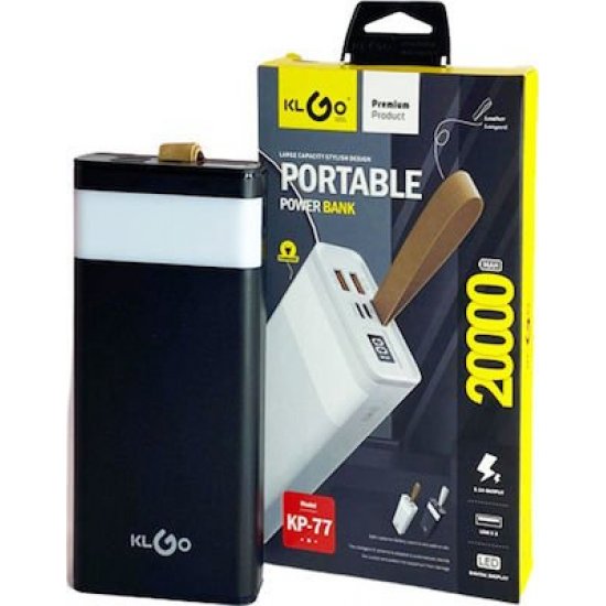 PowerBank KLGO KP-77 20000mAh με 2 Θύρες USB-A Μαύρο PowerBank KLGO KP-77 20000mAh με 2 Θύρες USB-A Μαύρο