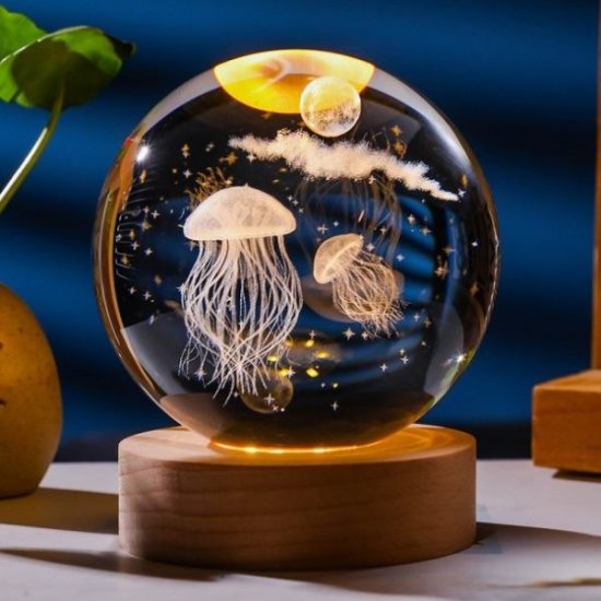 3d φωτιστικό σε γυάλινη μπάλα - Μέδουσες 3d φωτιστικό σε γυάλινη μπάλα - Μέδουσες