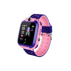 Παιδικό Smartwatch Q12 με GPS και Καουτσούκ/Πλαστικό Λουράκι Ροζ-Μωβ 