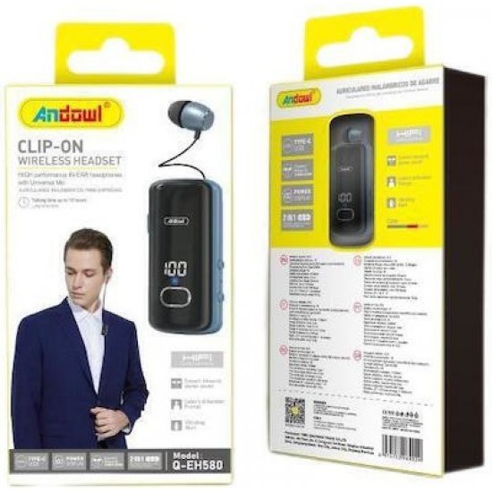 Andowl Q-EH580 In-ear Bluetooth Handsfree Ακουστικό Μαύρο Andowl Q-EH580 In-ear Bluetooth Handsfree Ακουστικό Μαύρο