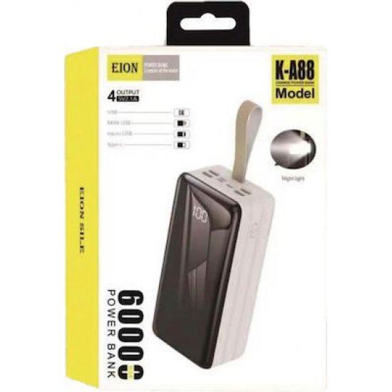 PowerBank EION K-A88 60000mAh με 4 Θύρες USB-C Μαύρο PowerBank EION K-A88 60000mAh με 4 Θύρες USB-C Μαύρο