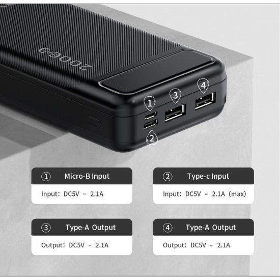 PowerBank Awei P6K 20000mAh με 2 Θύρες USB-A Μαύρο PowerBank Awei P6K 20000mAh με 2 Θύρες USB-A Μαύρο