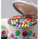 Μαρκαδόροι Ζωγραφικής Σετ 120 Χρωμάτων Με 2 Μύτες Και Δερμάτινη Τσάντα Μεταφοράς