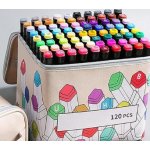 Μαρκαδόροι Ζωγραφικής Σετ 120 Χρωμάτων Με 2 Μύτες Και Δερμάτινη Τσάντα Μεταφοράς