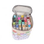 Μαρκαδόροι Ζωγραφικής Σετ 30 Χρωμάτων Με 2 Μύτες Και Δερμάτινη Τσάντα Μεταφοράς