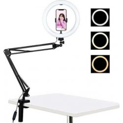 Puluz LED Ring Light PKT3090B Ring Light 26cm με Επιτραπέζια Βάση Στήριξης και Βάση για Κινητό